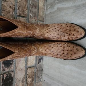 Brown Ostrich Leather Cowboy Boots
